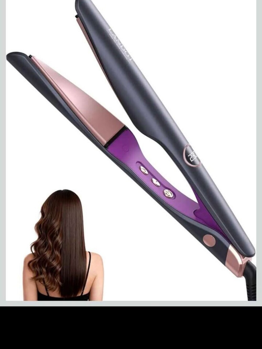 LANDOT 2-in-1 Hair Straightener Curling Iron - Twist Floating Plates for Curl &